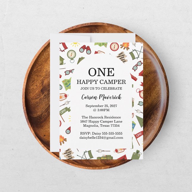 One Happy Camper Boys Birthday  Invitation (Creator Uploaded)