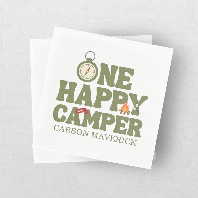 One Happy Camper Boys Birthday  Napkin (Creator Uploaded)