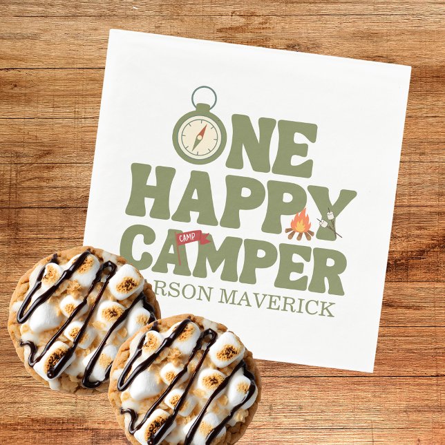 One Happy Camper Boys Birthday  Napkin (Creator Uploaded)