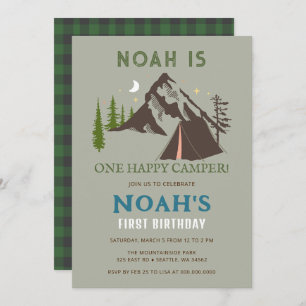 One Happy Camper Boys First Birthday Invitation