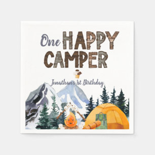  One Happy Camper   Camping Birthday  Napkin
