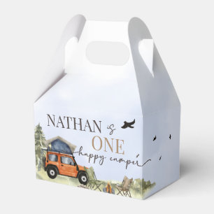 One Happy Camper Camping Boy Birthday Favour Tags Box
