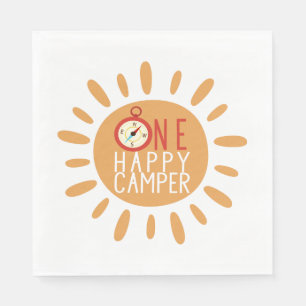 One Happy Camper First Birthday Camping Sun Party Napkin