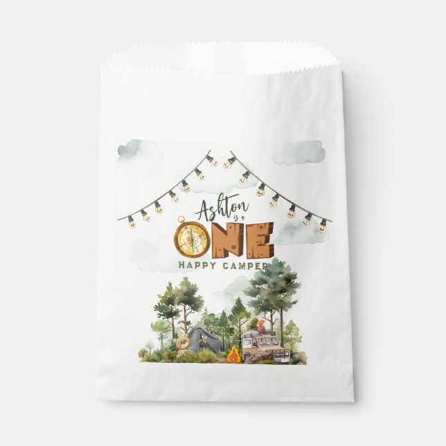 One Happy Camper First Birthday  Favour Bag (Front)