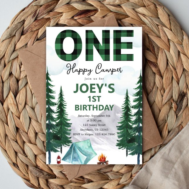 One Happy Camper First Birthday Invitation (Creator Uploaded)