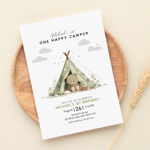 One Happy Camper First Birthday Invitation