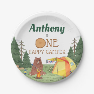 One Happy Camper First Birthday Party Paper Plate