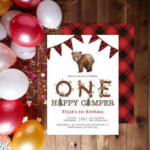 One Happy Camper Forest Boy’s 1st Birthday Party I Invitation