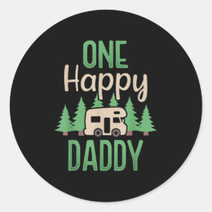 One Happy Camper Happy Daddy First Birthday Party Classic Round Sticker