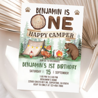 One Happy Camper Invitation Camping Birthday Invit