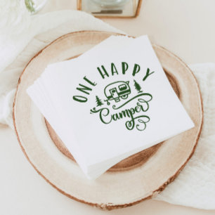 One happy camper Minimalist green 1st birthday Napkin