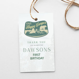 ONE happy camper, One First Birthday, Invitation Gift Tags