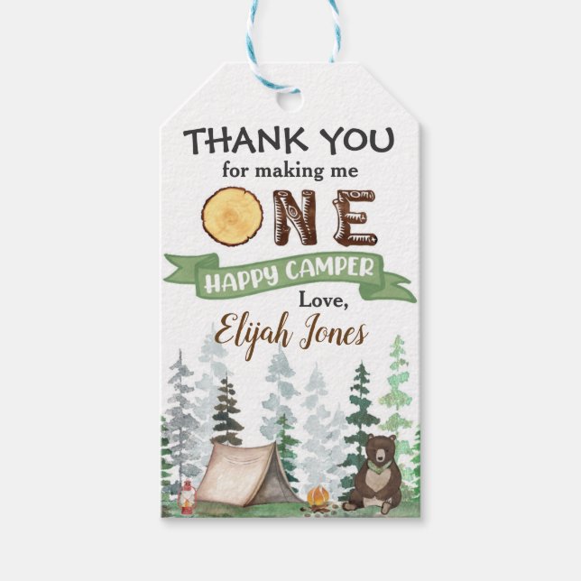 One Happy Camper Party Favour Tags (Front)