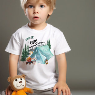 One Happy Camper Personalised 1st Birthday Baby T-Shirt