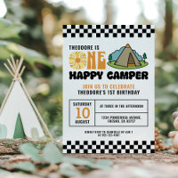 One Happy Camper Retro 70s Groovy One Boy 1st