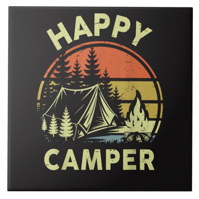 One Happy Camper Toddler Boy Funny Camping Ceramic Tile (Front)