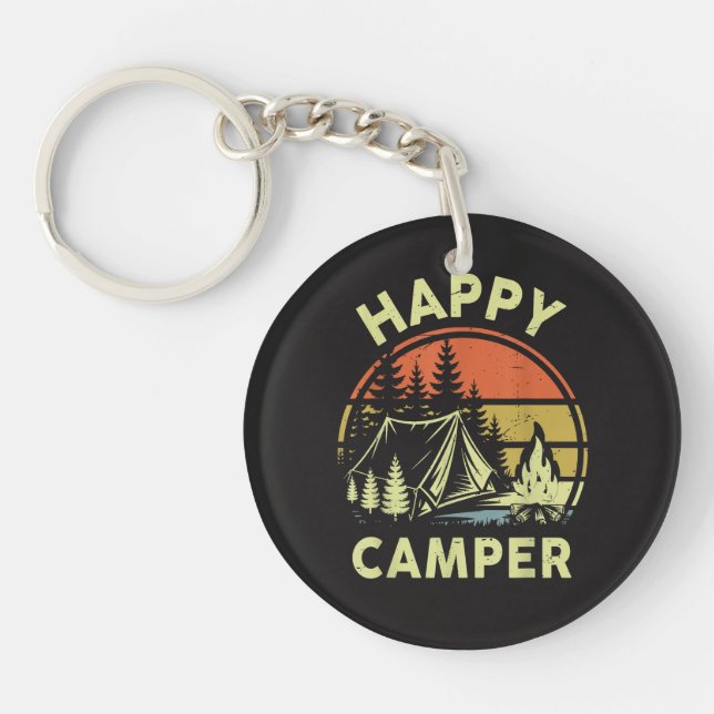 One Happy Camper Toddler Boy Funny Camping Key Ring (Front)