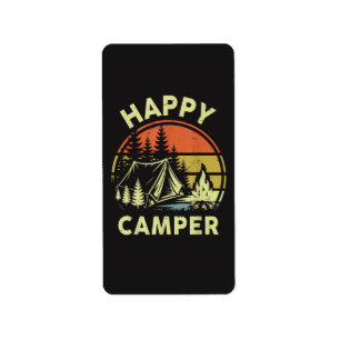 One Happy Camper Toddler Boy Funny Camping Label