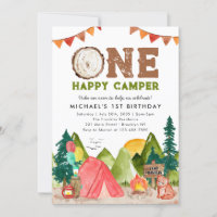 One Happy Camper Woodland Bear Boys 1st Birthday