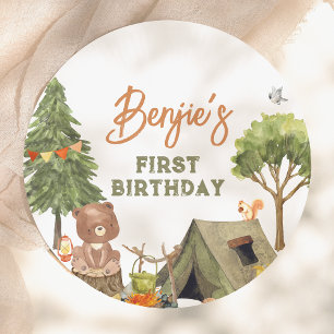 One Happy Camper Woodland Boy 1st Birthday Party Paper Plate