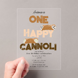 One Happy Cannoli Invite 1st First Birthday Cute Acrylic Invitations