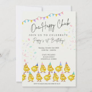 One Happy Chick! Chick Birthday Invitation