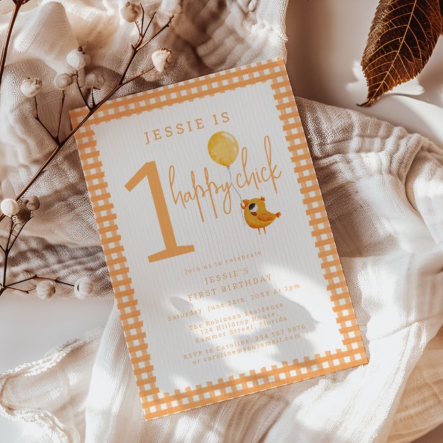 One Happy Chick First Birthday Party Invitation (Creator Uploaded)