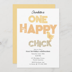 One Happy Chick Invite 1st Baby Chicken Birthday