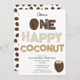 One Happy Coconut Invite 1st Summer Birthday