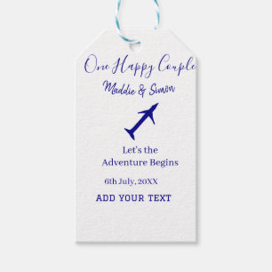 One happy Couple let's adventure begins wedding co Gift Tags