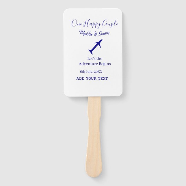 One happy Couple let's adventure begins wedding co Hand Fan (Front)