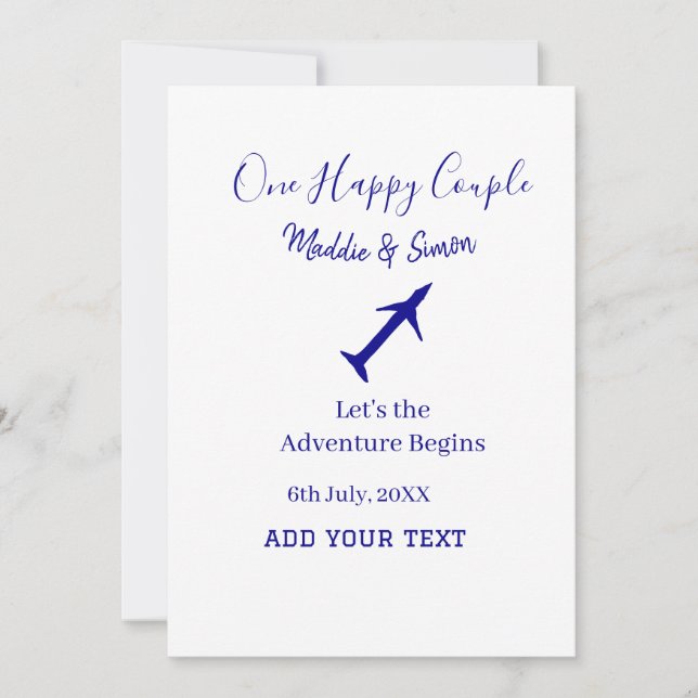 One happy Couple let's adventure begins wedding co Invitation (Front)