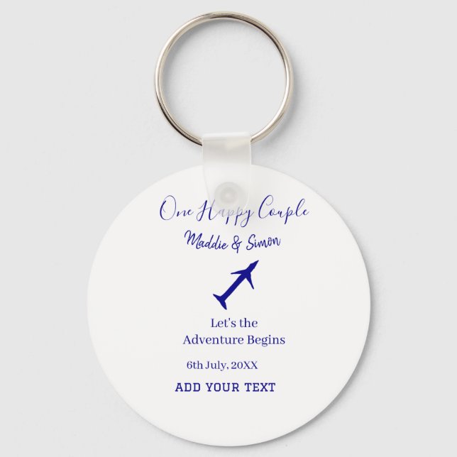 One happy Couple let's adventure begins wedding co Key Ring (Front)