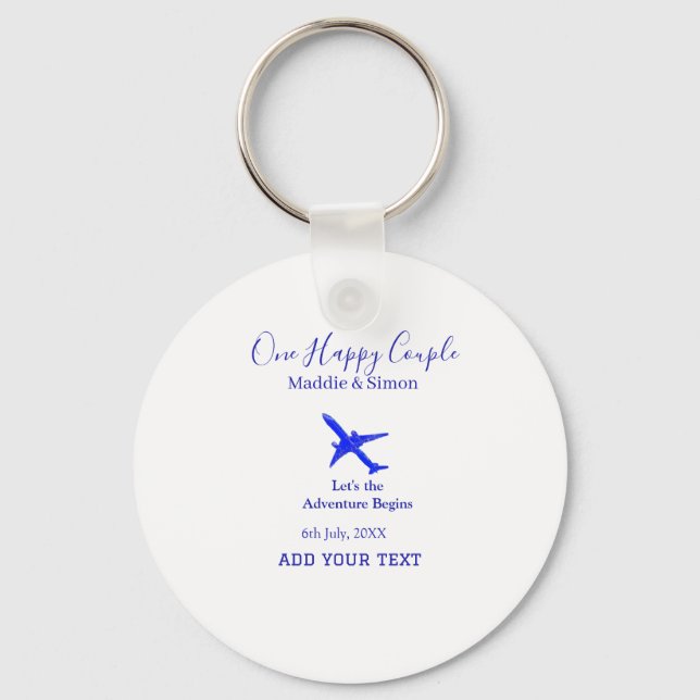 One happy Couple let's adventure begins wedding co Key Ring (Front)