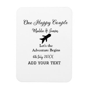 One happy Couple let's adventure begins wedding co Magnet