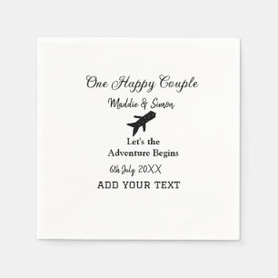 One happy Couple let's adventure begins wedding co Napkin