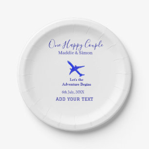 One happy Couple let's adventure begins wedding co Paper Plate