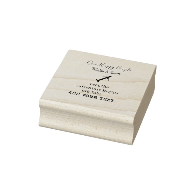 One happy Couple let's adventure begins wedding co Rubber Stamp (Stamp)
