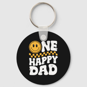 One Happy Dad Retro Smiley Face Fathers Day Key Ring