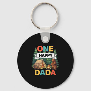 One Happy Dada Camper First Birthday Camping Bear  Key Ring