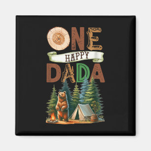 One Happy Dada Camper First Birthday Camping Bear Magnet