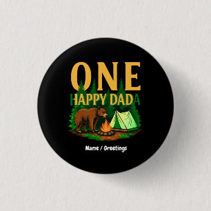 One Happy Dada First Birthday Bear Camping Funny 3 Cm Round Badge