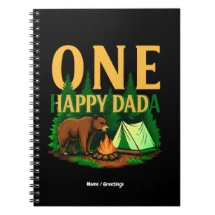One Happy Dada First Birthday Bear Camping Funny Notebook