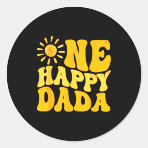 One Happy Dada Of The Birthday First Trip Around T Classic Round Sticker