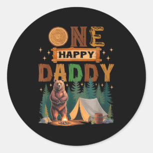 One Happy Daddy Camper 1st Birthday Camng Bear  Classic Round Sticker