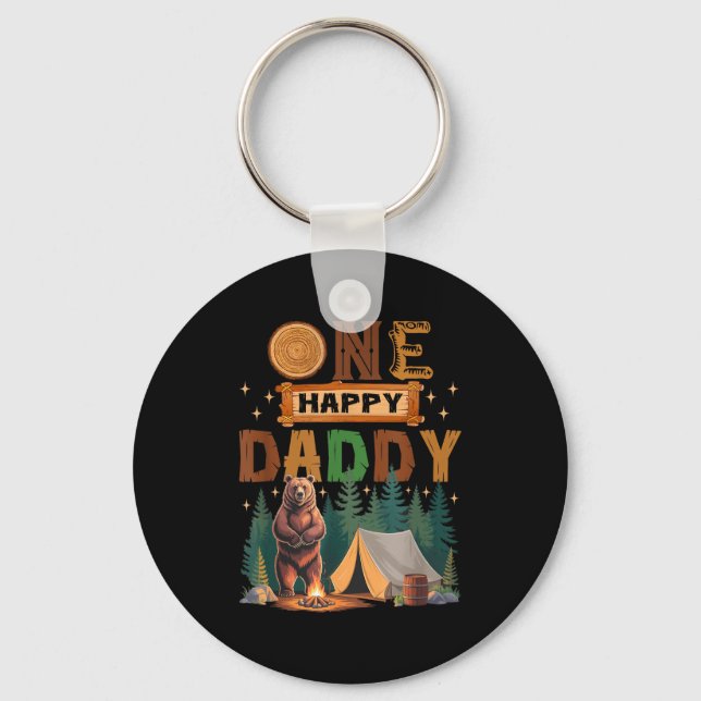 One Happy Daddy Camper 1st Birthday Camng Bear  Key Ring (Front)