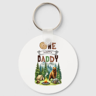 One Happy Daddy Camper First Birthday Camping Bear Key Ring