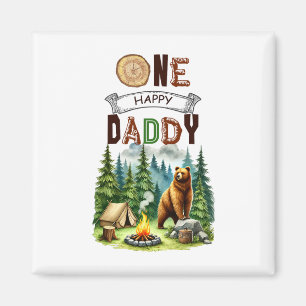 One Happy Daddy Camper First Birthday Camping Bear Magnet