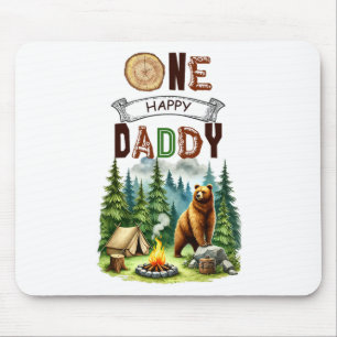 One Happy Daddy Camper First Birthday Camping Bear Mouse Pad