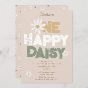 One Happy Daisy Invite 1st First Birthday Cute